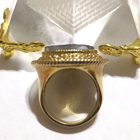 Vintage Gold Filled Titanium Druzy Quartz Ring - Picture 3 of 3